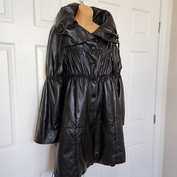 VESPUCCI SOFT LEATHER BLACK COAT OVERSIZE STYLE SIZE M - Picture 6 of 14